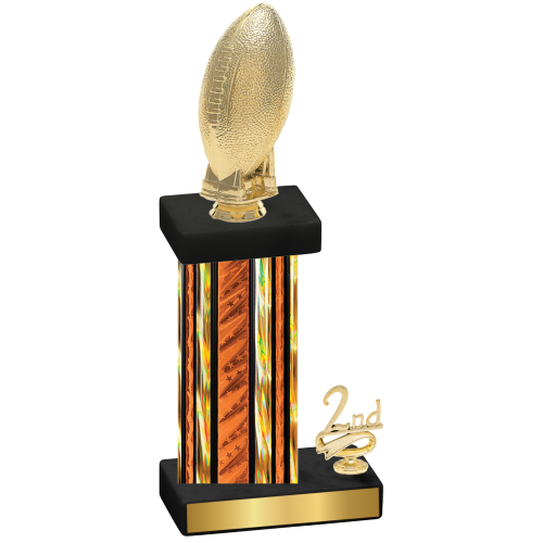 Accented Single Orange Glacier Second Place Football Trophy