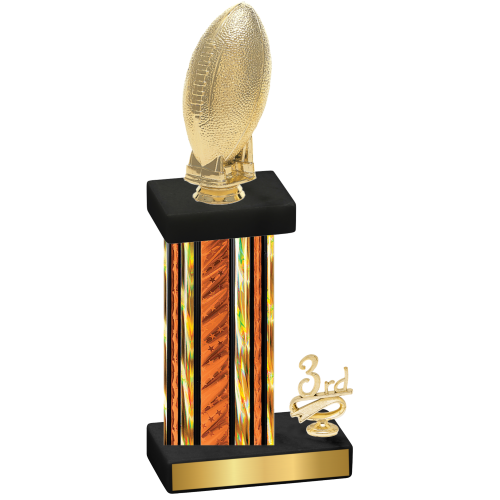 Accented Single Orange Glacier Third Place Football Trophy