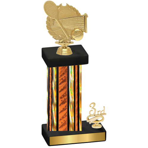 Accented Single Orange Glacier Third Place Tennis Trophy