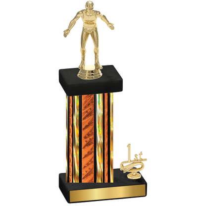 Accented Single Orange Glacier First Place Wrestling Trophy