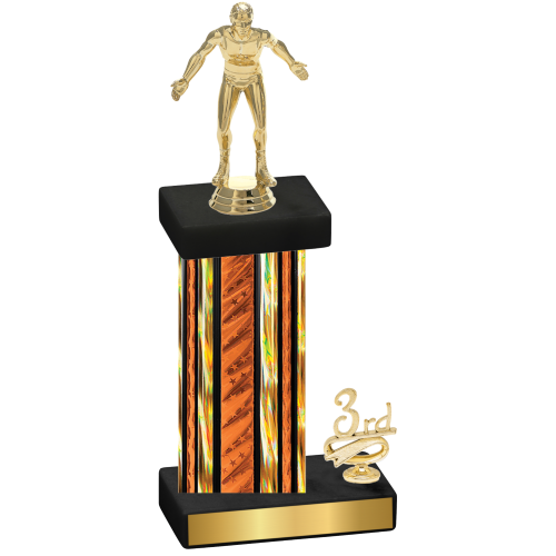 Accented Single Orange Glacier Third Place Wrestling Trophy