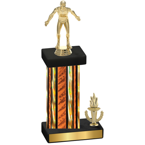 Accented Single Orange Glacier Victory Wrestling Trophy