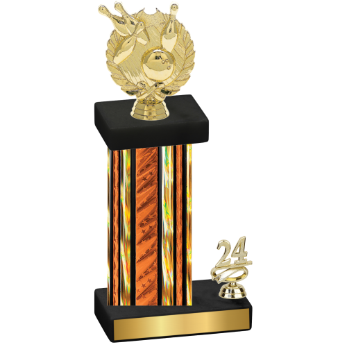 Accented Single Orange Glacier Year Bowling Trophy