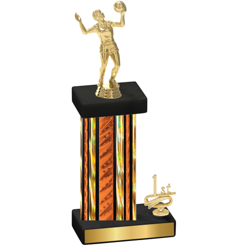 Accented Single Orange Glacier First Place Volleyball Trophy