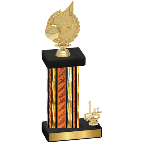 Accented Single Orange Glacier First Place Volleyball Trophy