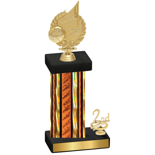 Accented Single Orange Glacier Second Place Volleyball Trophy