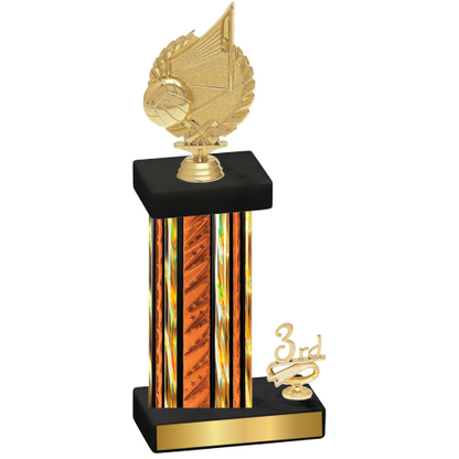 Accented Single Orange Glacier Third Place Volleyball Trophy