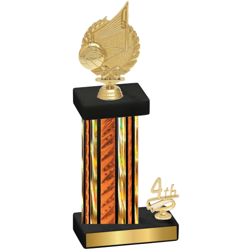 Accented Single Orange Glacier Fourth Place Volleyball Trophy