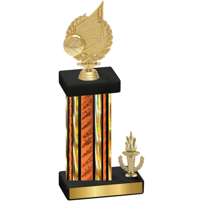 Accented Single Orange Glacier Victory Volleyball Trophy