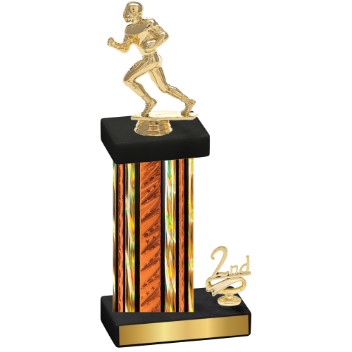 Accented Single Orange Glacier Second Place Football Trophy