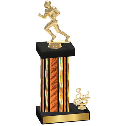 Accented Single Orange Glacier Third Place Football Trophy