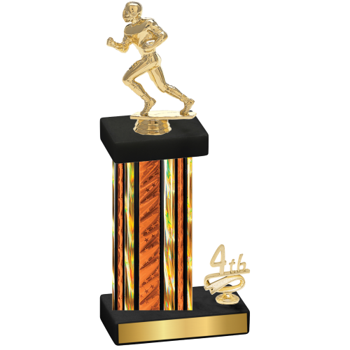 Accented Single Orange Glacier Fourth Place Football Trophy