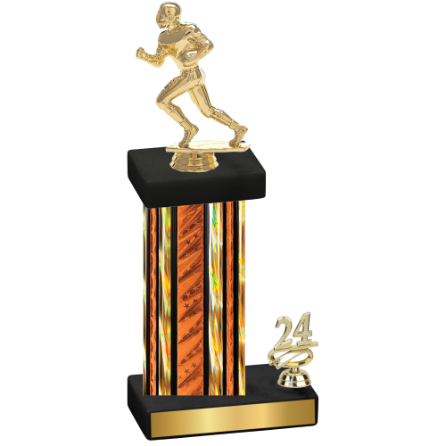 Accented Single Orange Glacier Year Football Trophy