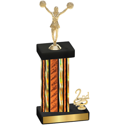 Accented Single Orange Glacier Second Place Cheerleading Trophy