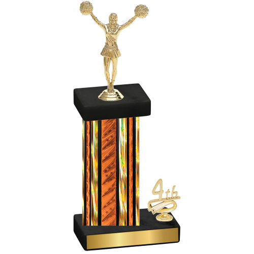 Accented Single Orange Glacier Fourth Place Cheerleading Trophy