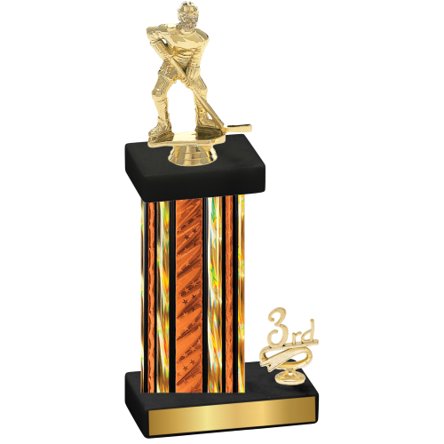Accented Single Orange Glacier Third Place Hockey Trophy