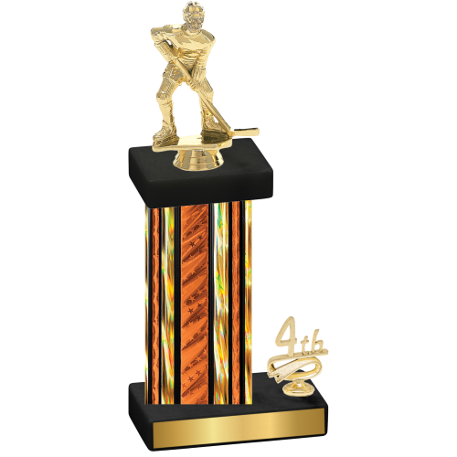 Accented Single Orange Glacier Fourth Place Hockey Trophy