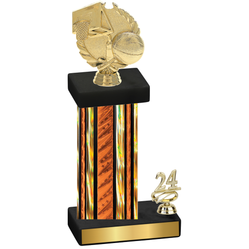 Accented Single Orange Glacier Year Basketball Trophy