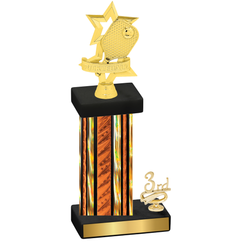 Accented Single Orange Glacier Third Place Pickleball Trophy