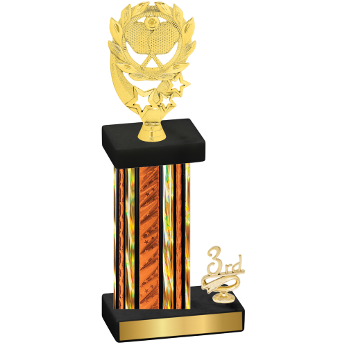 Accented Single Orange Glacier Third Place Pickleball Trophy