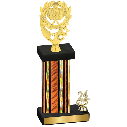 Accented Single Orange Glacier Year Pickleball Trophy