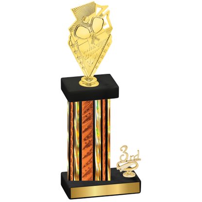 Accented Single Orange Glacier Third Place Pickleball Trophy