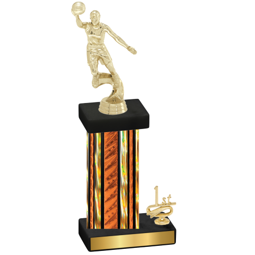 Accented Single Orange Glacier First Place Basketball Trophy