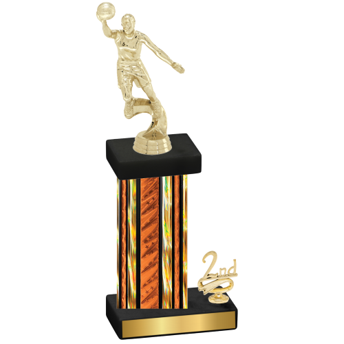 Accented Single Orange Glacier Second Place Basketball Trophy