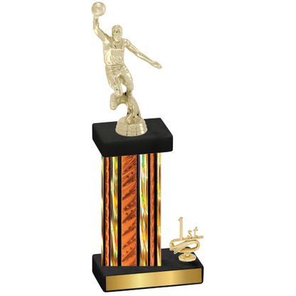 Accented Single Orange Glacier First Place Basketball Trophy