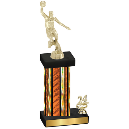 Accented Single Orange Glacier Year Basketball Trophy