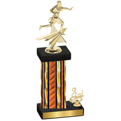Accented Single Orange Glacier Third Place Flag Football Trophy