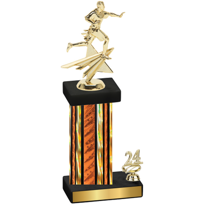 Accented Single Orange Glacier Year Flag Football Trophy