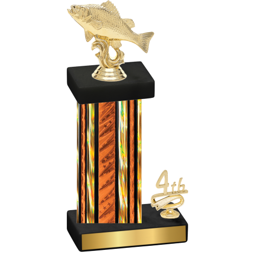 Accented Single Orange Glacier Fourth Place Fishing Trophy