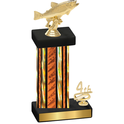 Accented Single Orange Glacier Fourth Place Fishing Trophy