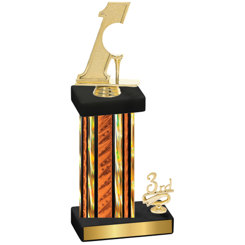 Accented Single Orange Glacier Third Place Golf Trophy
