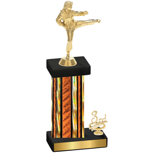 Accented Single Orange Glacier Third Place Karate Trophy