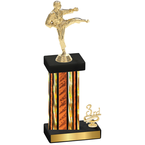 Accented Single Orange Glacier Third Place Karate Trophy