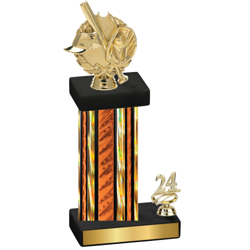 Accented Single Orange Glacier Year Baseball Trophy