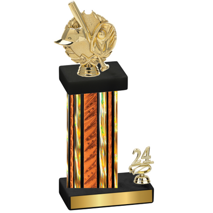 Accented Single Orange Glacier Year Baseball Trophy