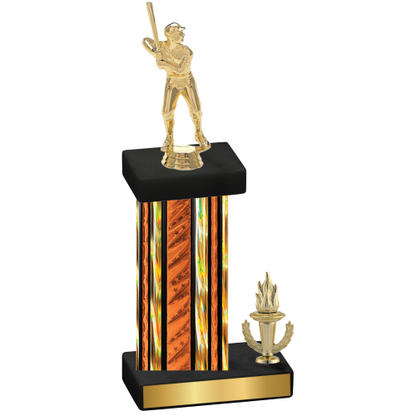 Accented Single Orange Glacier Victory Baseball Trophy