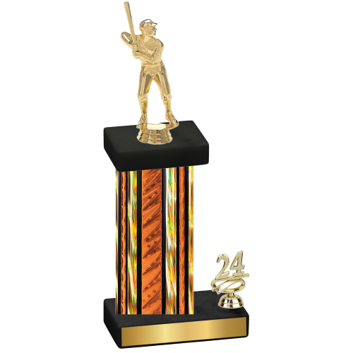 Accented Single Orange Glacier Year Baseball Trophy