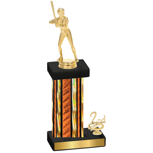 Accented Single Orange Glacier Second Place Softball Trophy