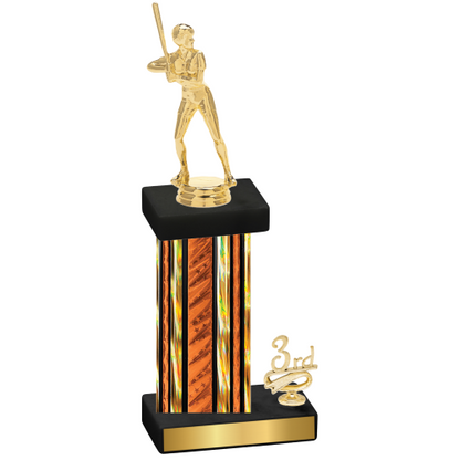 Accented Single Orange Glacier Third Place Softball Trophy