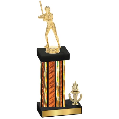 Accented Single Orange Glacier Victory Softball Trophy