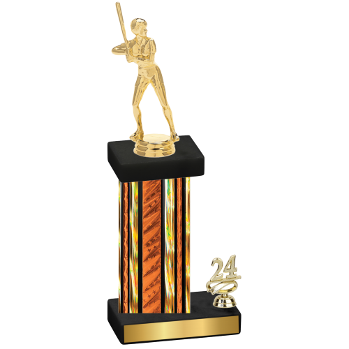 Accented Single Orange Glacier Year Softball Trophy