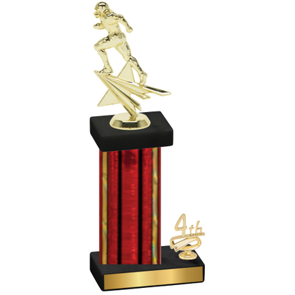 Accented Single Red Glacier Fourth Place Football Trophy