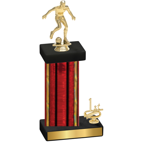 Accented Single Red Glacier First Place Soccer Trophy