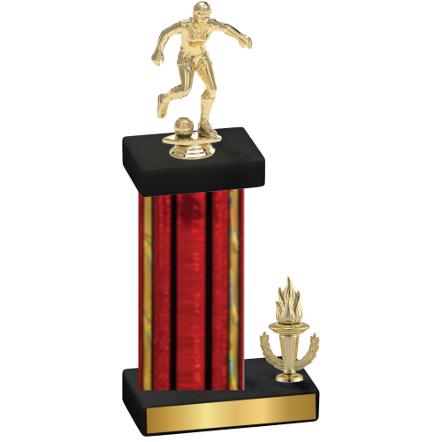 Accented Single Red Glacier Victory Soccer Trophy