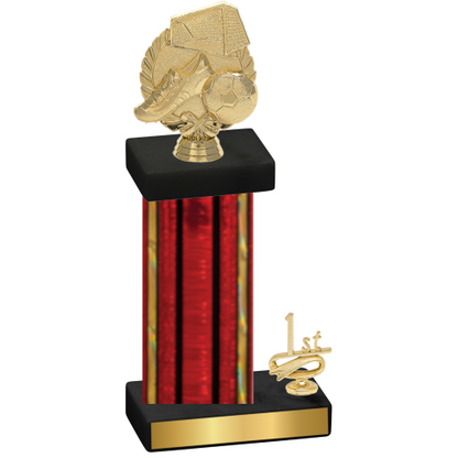 Accented Single Red Glacier First Place Soccer Trophy