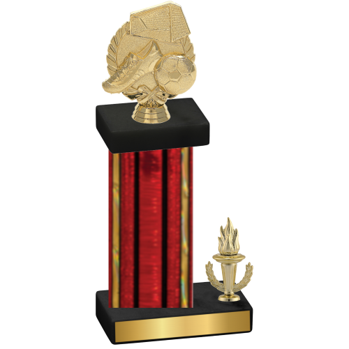 Accented Single Red Glacier Victory Soccer Trophy